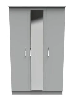 SWIFT Elton Part Assembled 3 Piece Package - 3 Door Mirrored Wardrobe, 5 Drawer Chest And 2 Bedside Chests - FSC® Certified -Oleu Furniture Shop V7QNM SQ4 0000000005 GREY SLd