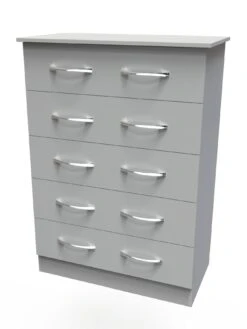 SWIFT Elton Part Assembled 3 Piece Package - 3 Door Mirrored Wardrobe, 5 Drawer Chest And 2 Bedside Chests - FSC® Certified -Oleu Furniture Shop V7QNM SQ5 0000000005 GREY SLd1