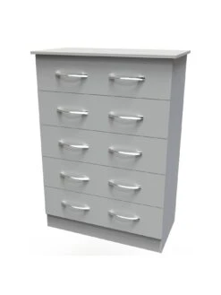 SWIFT Elton Ready Assembled 5 Drawer Chest - FSC® Certified -Oleu Furniture Shop V7QP8 SQ3 0000000005 GREY SLa