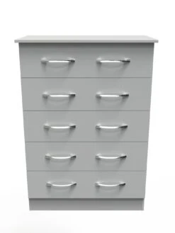 SWIFT Elton 3 Piece Ready Assembled Package - 5 Drawer Chest And 2 Bedside Chests - FSC® Certified -Oleu Furniture Shop V7QQB SQ4 0000000005 GREY SLd