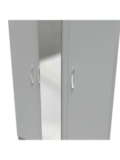 SWIFT Elton Part Assembled 3 Door Mirrored Wardrobe - FSC® Certified -Oleu Furniture Shop V7QT8 SQ4 0000000005 GREY SLd