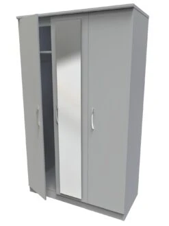 SWIFT Elton Part Assembled 3 Door Mirrored Wardrobe - FSC® Certified -Oleu Furniture Shop V7QT8 SQ5 0000000005 GREY SLd1