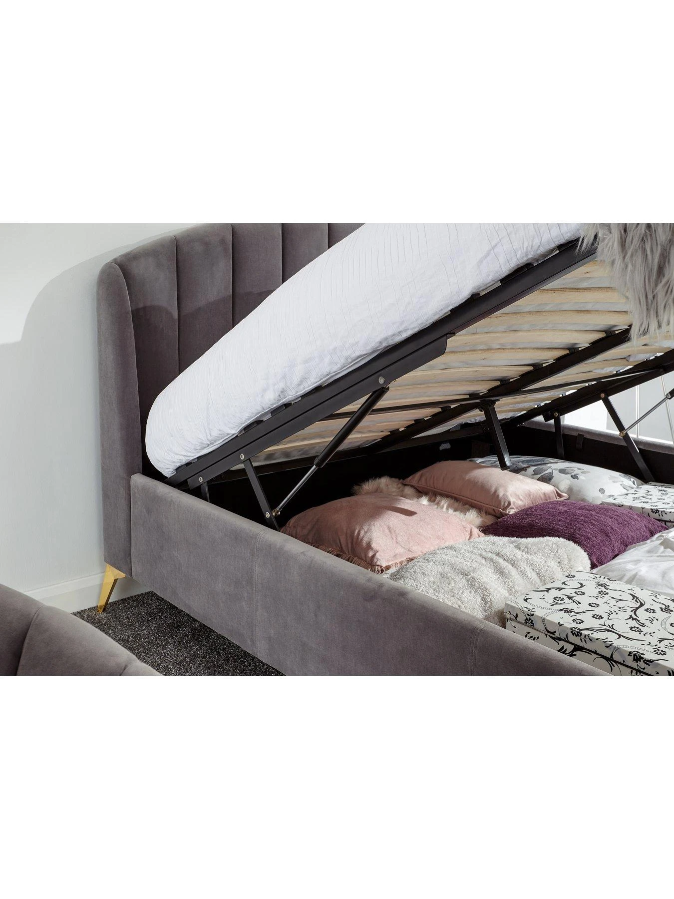 GFW Pettine End Lift Ottoman Bed - Grey 5 GFW Pettine End Lift Ottoman Bed - Grey - Image 3