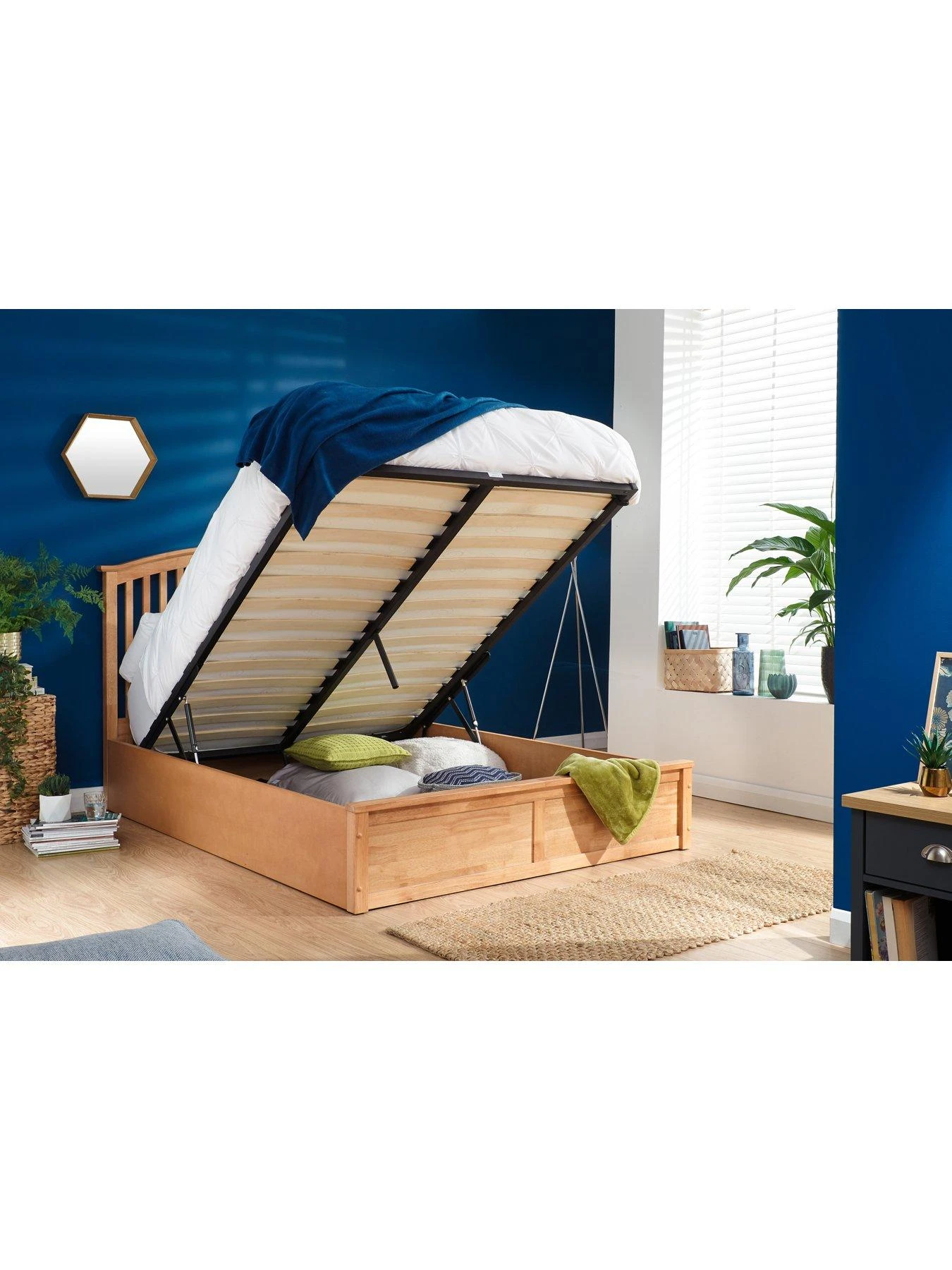 GFW Madrid Wooden Ottoman Bed - Oak 4 GFW Madrid Wooden Ottoman Bed - Oak - Image 2