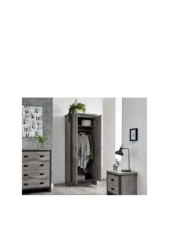 GFW Boston 3 Piece Package - 2 Door Wardrobe, 4 Drawer Chest, Bedside Chest - Grey 9 GFW Boston 3 Piece Package - 2 Door Wardrobe, 4 Drawer Chest, Bedside Chest - Grey -Oleu Furniture Shop V84GX SQ3 0000000005 GREY SLa