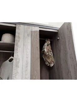 GFW Boston 4 Piece Package - 3 Door Wardrobe, 4 Drawer Chest, 2 Bedside Chests - Grey -Oleu Furniture Shop V84GY SQ4 0000000005 GREY SLd