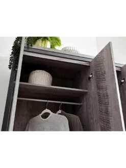 GFW Boston 4 Piece Package - 3 Door Wardrobe, 4 Drawer Chest, 2 Bedside Chests - Grey -Oleu Furniture Shop V84GY SQ5 0000000005 GREY SLd1