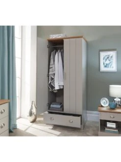 GFW Kendal 2 Door 1 Drawer Wardrobe -Oleu Furniture Shop V84H2 SQ2 0000000005 GREY RSr