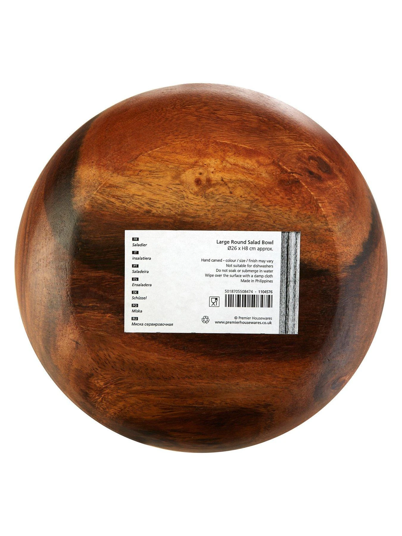 Premier Housewares Kora Acacia Wood Salad Bowl 8 Premier Housewares Kora Acacia Wood Salad Bowl - Image 6