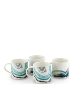 Tower Geode Mugs In Blue – Set Of 4