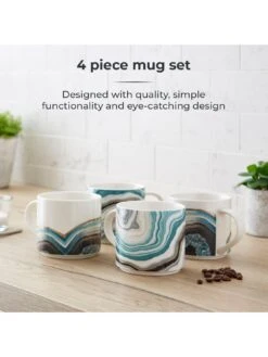 Tower Geode Mugs In Blue – Set Of 4 -Oleu Furniture Shop V8WQL SQ3 0000000047 GREEN SLd1