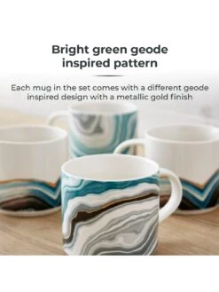Tower Geode Mugs In Blue – Set Of 4 -Oleu Furniture Shop V8WQL SQ6 0000000047 GREEN SLd4