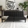 Queer Eye QE Adalynn Convertible Faux Leather Futon - Black 2 Queer Eye QE Adalynn Convertible Faux Leather Futon - Black -Oleu Furniture Shop V92P5 SQ1 0000000004 BLACK RSr