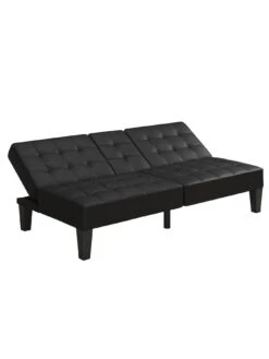 Queer Eye QE Adalynn Convertible Faux Leather Futon - Black -Oleu Furniture Shop V92P5 SQ5 0000000004 BLACK SLd