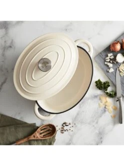 Tower Barbary & Oak Cast Iron 29 Cm Oval Casserole - Camembert Cream -Oleu Furniture Shop V9CKT SQ5 0000000067 CREAM SLd3