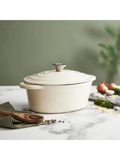 Tower Barbary & Oak Cast Iron 29 Cm Oval Casserole - Camembert Cream -Oleu Furniture Shop V9CKT SQ6 0000000067 CREAM SLd4