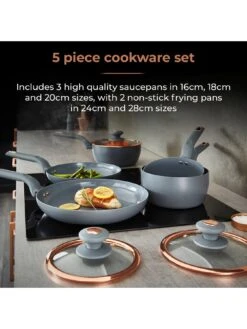 Tower Cavaletto 5-Piece Pan Set – Grey -Oleu Furniture Shop V9ZK8 SQ3 0000000005 GREY SLd1