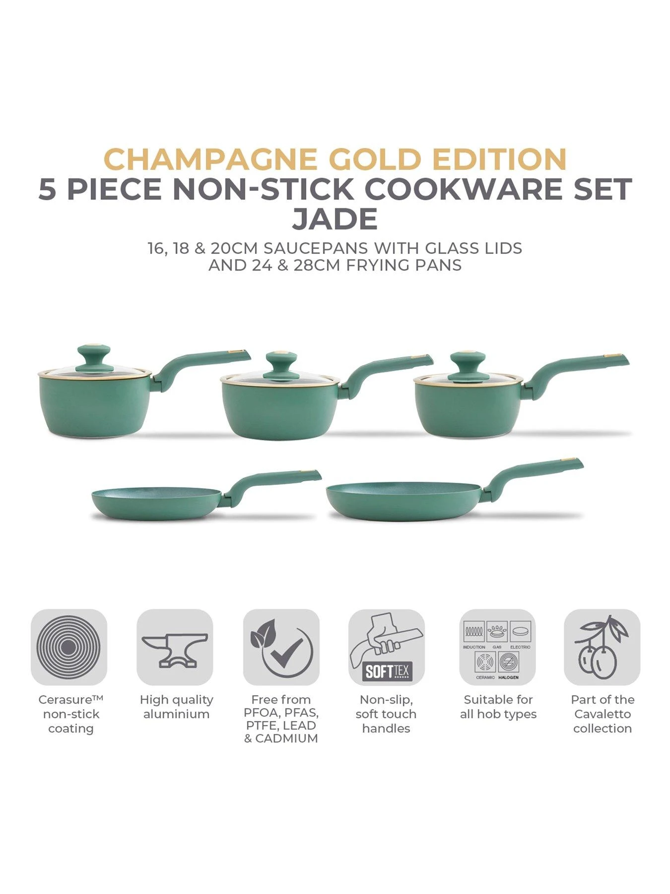 Tower Cavaletto 5-Piece Pan Set – Jade 4 Tower Cavaletto 5-Piece Pan Set – Jade - Image 2