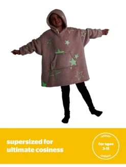 Silentnight Snugsie Glow In The Dark Kids Oversized Hoodie - Pink -Oleu Furniture Shop VA4VE SQ5 0000000591 BLUSH SLd3