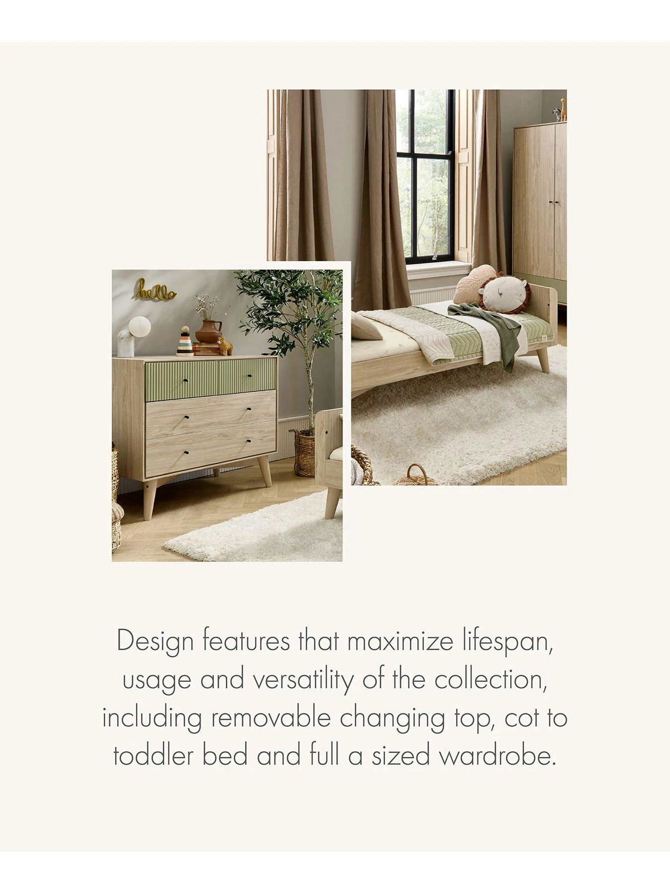 Mamas & Papas Coxley 2 Piece Cotbed Set - Natural/Olive Green 9 Mamas & Papas Coxley 2 Piece Cotbed Set - Natural/Olive Green - Image 7