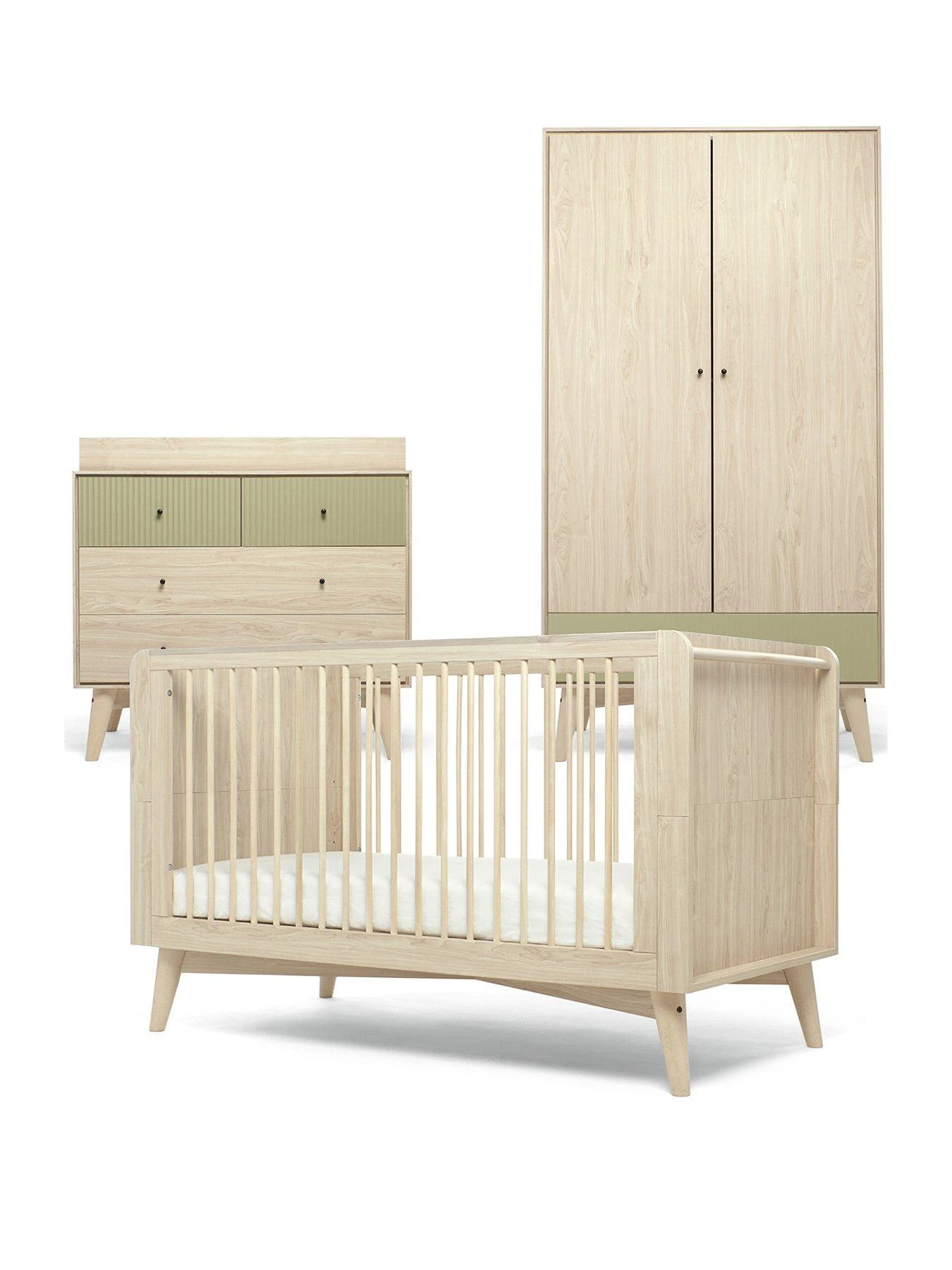 Mamas & Papas Coxley 3 Piece Cotbed Range - Natural/Olive Green 3 Mamas & Papas Coxley 3 Piece Cotbed Range - Natural/Olive Green - Image 2