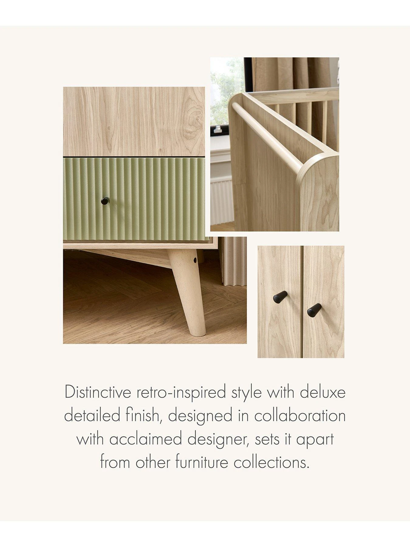 Mamas & Papas Coxley 3 Piece Cotbed Range - Natural/Olive Green 6 Mamas & Papas Coxley 3 Piece Cotbed Range - Natural/Olive Green - Image 5