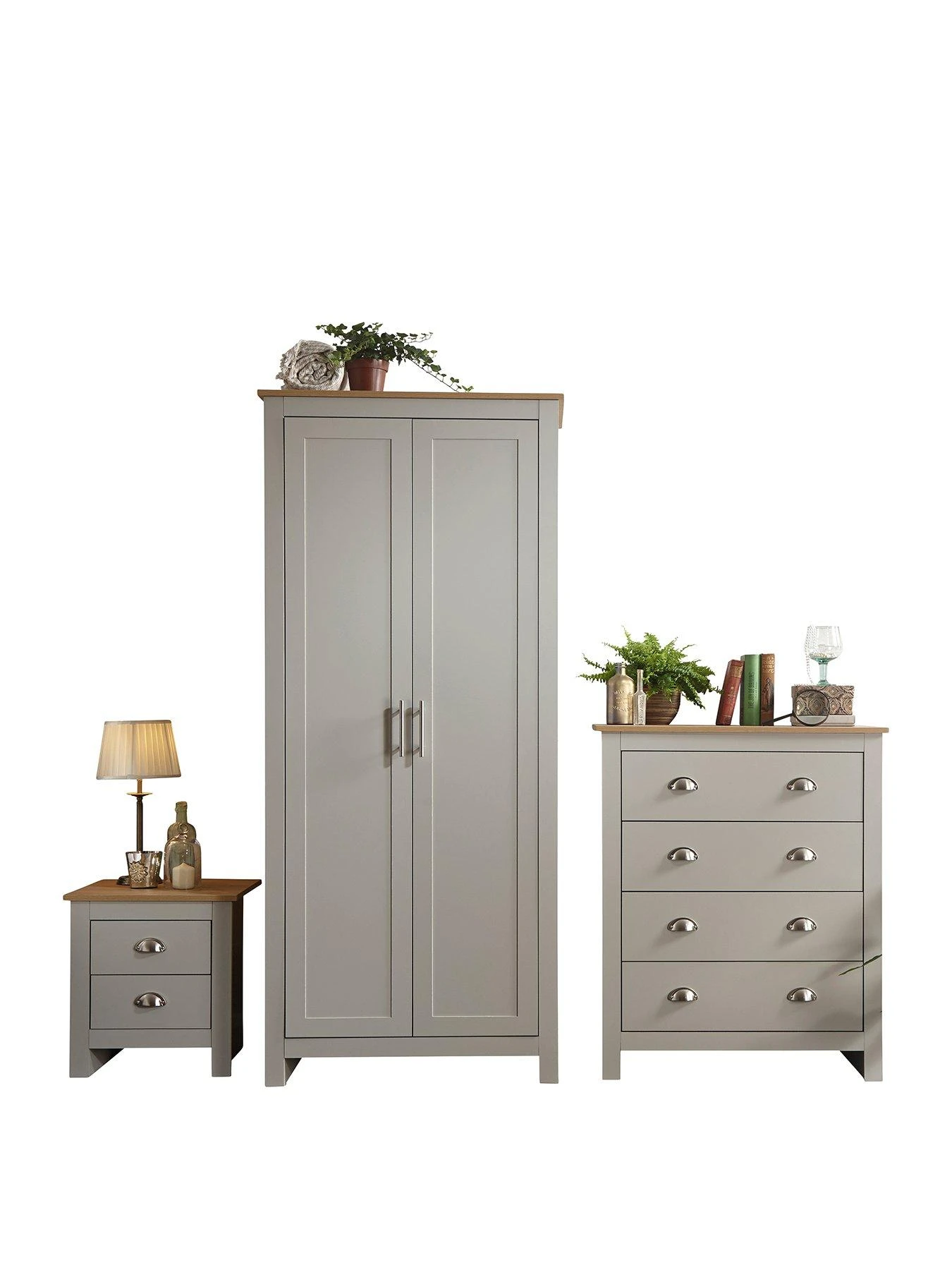 GFW Lancaster 3 Piece Package - 2 Door Wardrobe, 4 Drawer Chest And A Bedside Chest 4 GFW Lancaster 3 Piece Package - 2 Door Wardrobe, 4 Drawer Chest And A Bedside Chest - Image 2