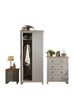 GFW Lancaster 3 Piece Package - 2 Door Wardrobe, 4 Drawer Chest And A Bedside Chest 7 GFW Lancaster 3 Piece Package - 2 Door Wardrobe, 4 Drawer Chest And A Bedside Chest -Oleu Furniture Shop VB13L SQ3 0000000005 GREY SLa