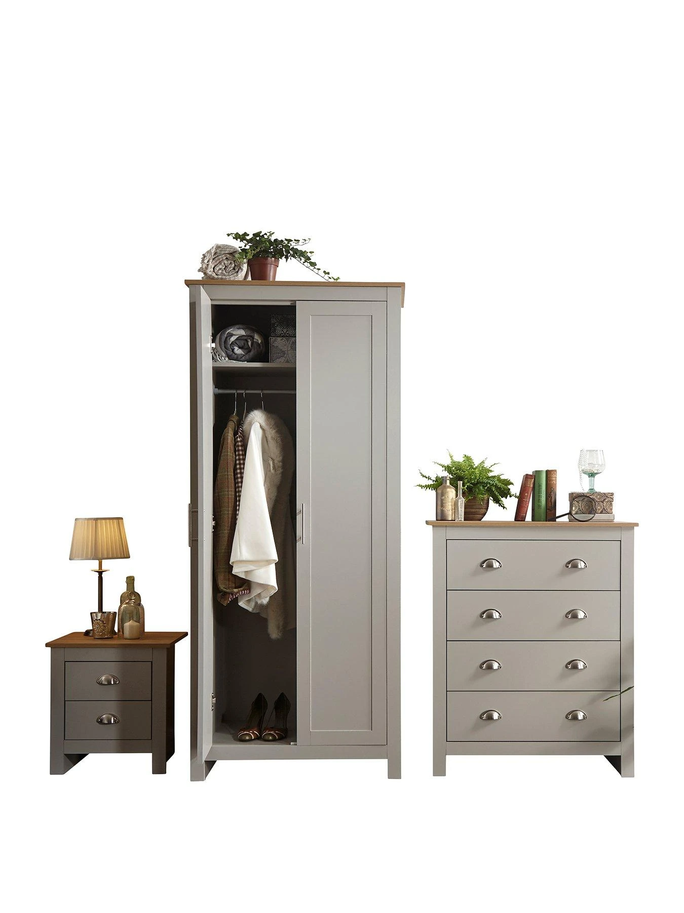 GFW Lancaster 3 Piece Package - 2 Door Wardrobe, 4 Drawer Chest And A Bedside Chest 5 GFW Lancaster 3 Piece Package - 2 Door Wardrobe, 4 Drawer Chest And A Bedside Chest - Image 3