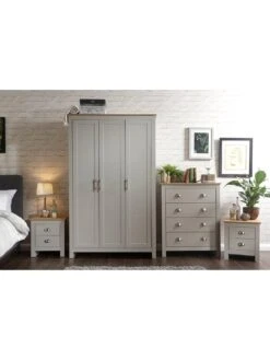 GFW Lancaster 4 Piece Package - 3 Door Wardrobe, 4 Drawer Chest And 2 Bedside Chests