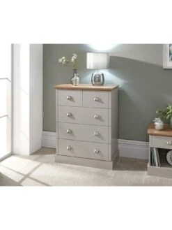 GFW Kendal 2 + 3 Drawer Chest - Grey -Oleu Furniture Shop VB157 SQ6 0000000005 GREY SLd2