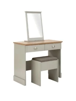 GFW Kendal Dressing Table, Stool And Mirror Set -Oleu Furniture Shop VB158 SQ3 0000000005 GREY SLa