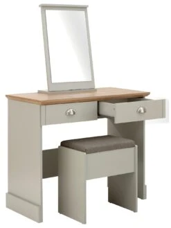 GFW Kendal Dressing Table, Stool And Mirror Set -Oleu Furniture Shop VB158 SQ5 0000000005 GREY SLd1