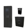 SWIFT Montreal Gloss 3 piece Ready Assembled Package – 2 Door Wardrobe, 3 Drawer Chest And 1 Drawer Bedside Table - Black -Oleu Furniture Shop VBTTB SQ1 0000000004 BLACK SLf