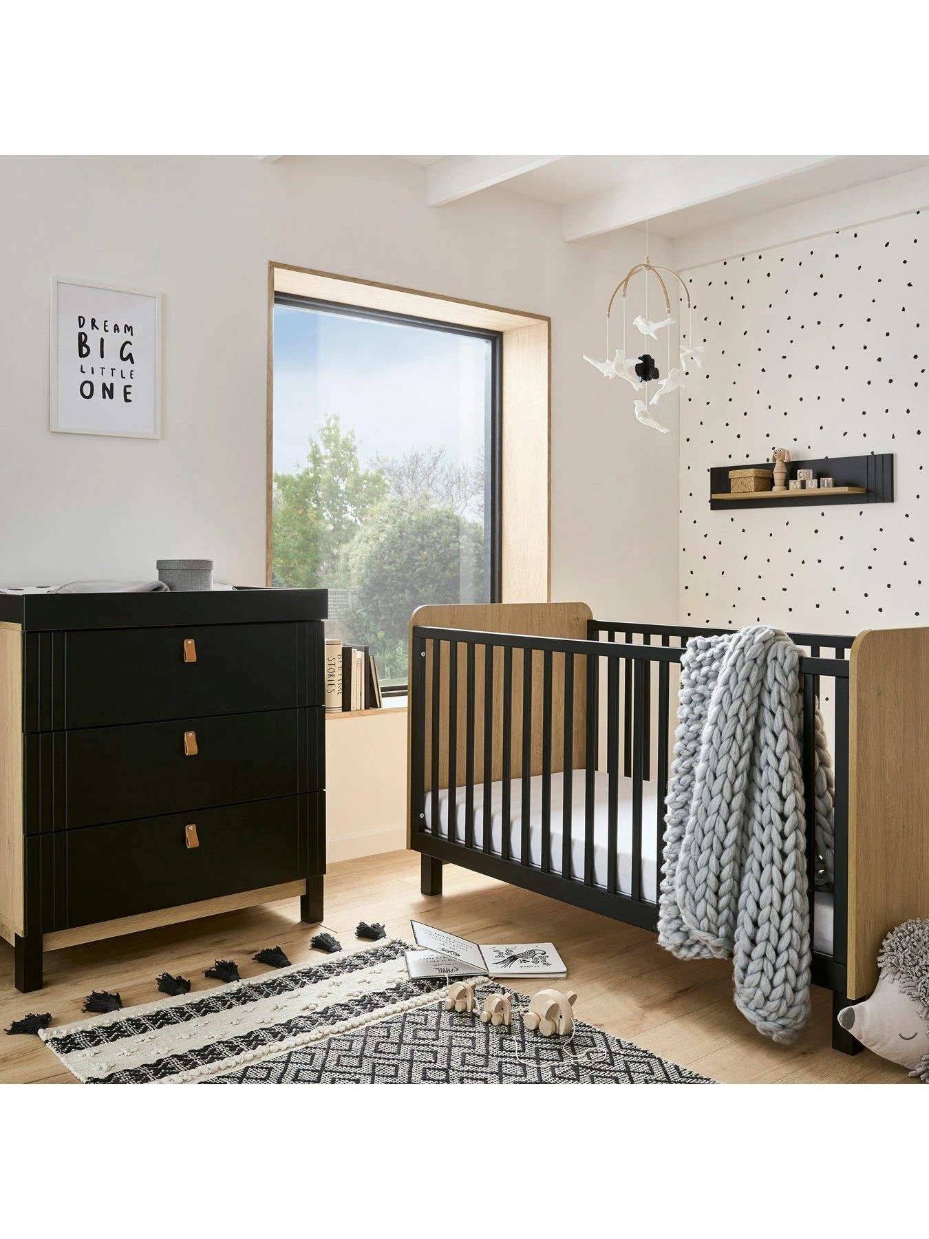 CuddleCo Rafi 2-Piece Nursery Furniture Set - Oak And Black 3 CuddleCo Rafi 2-Piece Nursery Furniture Set - Oak And Black