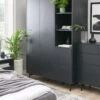 Very Home Hava 2 Door, 2 Drawer Wardrobe With Open Shelves -Oleu Furniture Shop VE1TM SQ1 0000000004 BLACK RSr