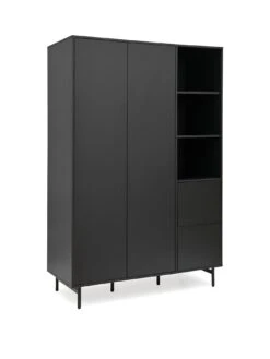 Very Home Hava 2 Door, 2 Drawer Wardrobe With Open Shelves -Oleu Furniture Shop VE1TM SQ3 0000000004 BLACK SLa