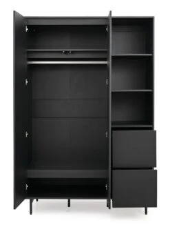 Very Home Hava 2 Door, 2 Drawer Wardrobe With Open Shelves -Oleu Furniture Shop VE1TM SQ4 0000000004 BLACK SLd