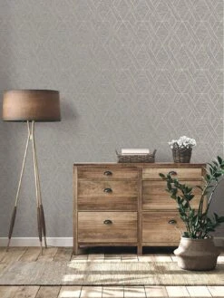 Fine D??cor Miya Geo Wallpaper In Grey