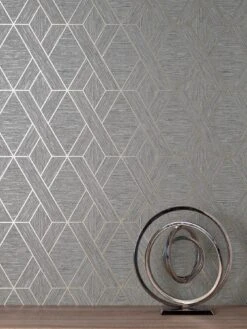Fine D??cor Miya Geo Wallpaper In Grey -Oleu Furniture Shop VFJQI SQ3 0000000005 GREY SLd1