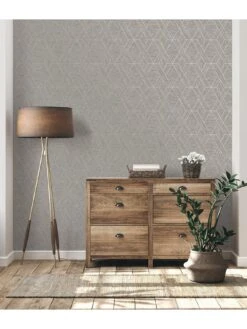 Fine D??cor Miya Geo Wallpaper In Grey -Oleu Furniture Shop VFJQI SQ4 0000000005 GREY SLd2