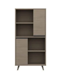 One Call Miller Ready Assembled 2 Door Bookcase - Grey