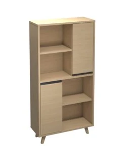One Call Miller Ready Assembled 2 Door Bookcase -Oleu Furniture Shop VFRGI SQ3 0000000006 OAK SLa