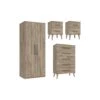 One Call Tuscany Ready Assembled 4 Piece Package - 2 Door Wardrobe, 5 Drawer Chest And 2 Bedside Chests 2 One Call Tuscany Ready Assembled 4 Piece Package - 2 Door Wardrobe, 5 Drawer Chest And 2 Bedside Chests -Oleu Furniture Shop VFRGY SQ1 0000000006 OAK RSr
