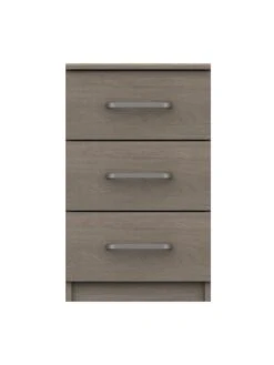 One Call Reagon Part Assembled 3 Piece Package - 3 Door Mirrored Wardrobe, 5 Drawer Chest And 2 Bedside Chests -Oleu Furniture Shop VFRHQ SQ5 0000000006 OAK SLd1
