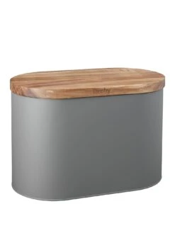 Denby Bread Bin With Acacia Lid - Grey