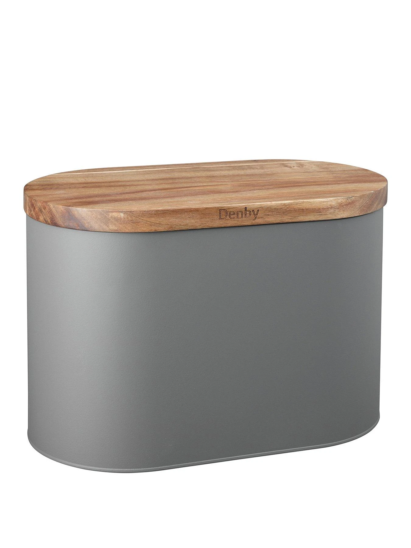 Denby Bread Bin With Acacia Lid - Grey 3 Denby Bread Bin With Acacia Lid - Grey