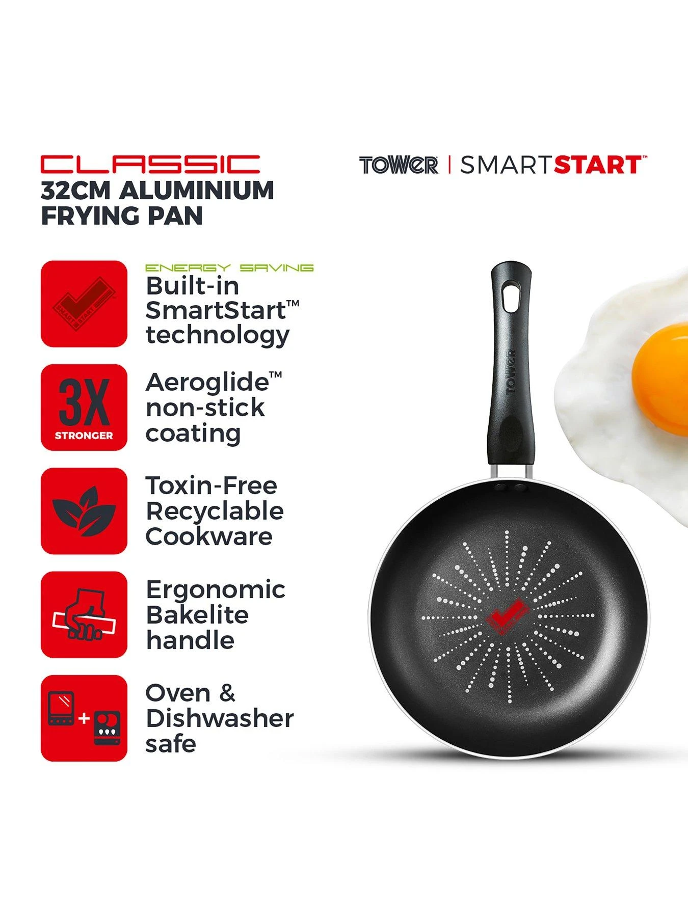 Tower SmartStart Classic 32 Cm Frying Pan 4 Tower SmartStart Classic 32 Cm Frying Pan - Image 2
