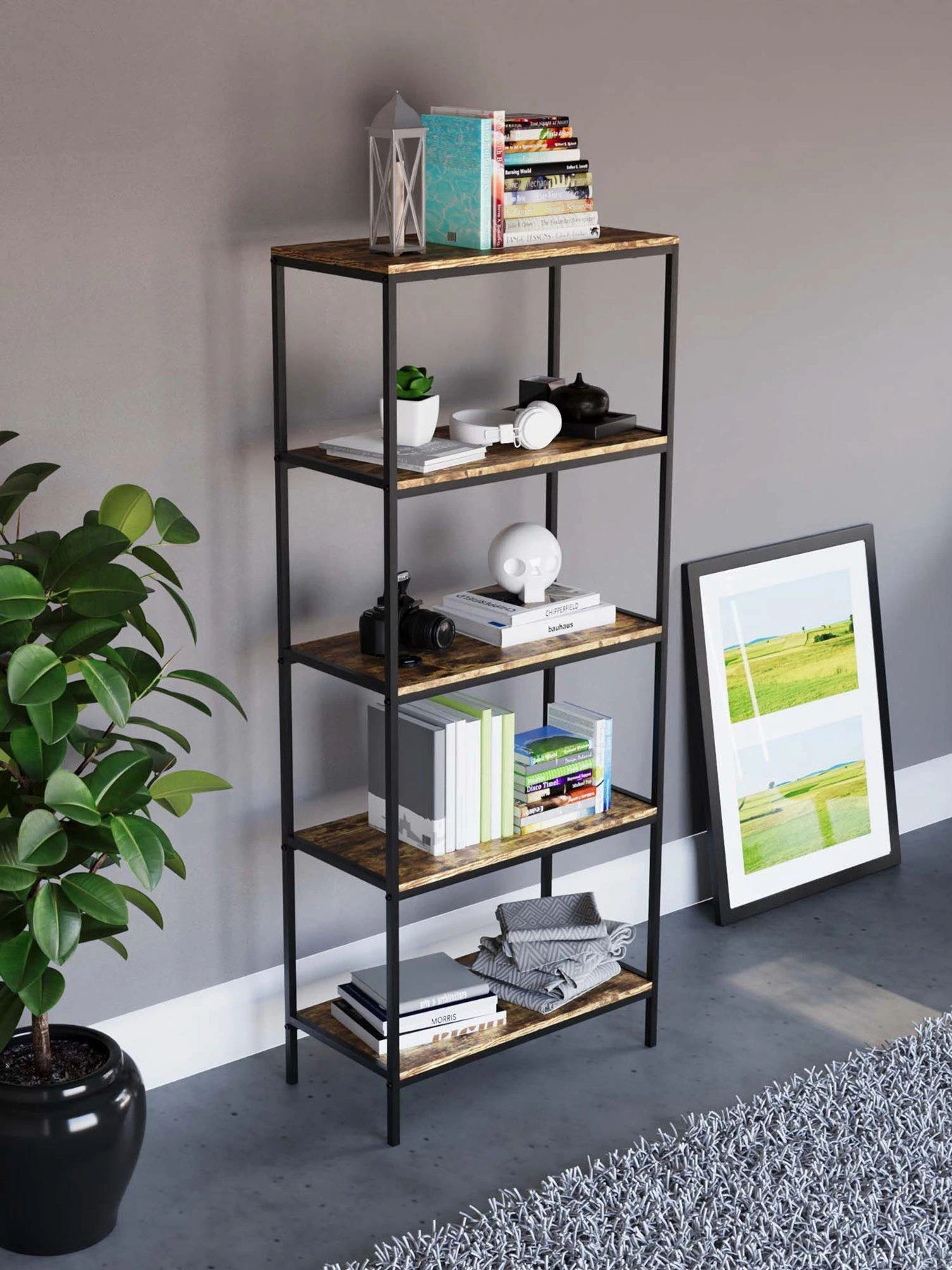 Vida Designs Brooklyn 5 Tier Bookcase - Dark Oak 3 Vida Designs Brooklyn 5 Tier Bookcase - Dark Oak