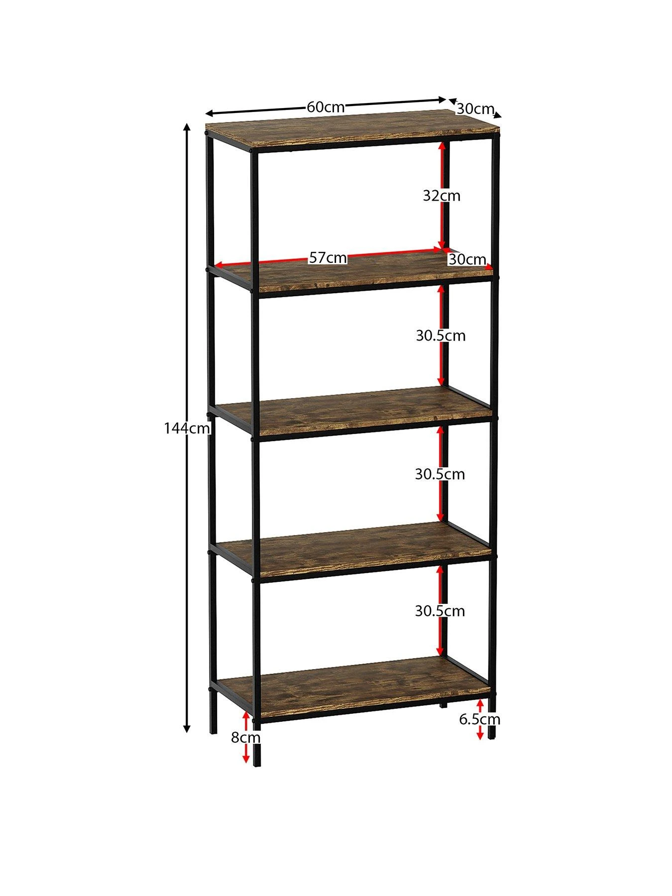 Vida Designs Brooklyn 5 Tier Bookcase - Dark Oak 4 Vida Designs Brooklyn 5 Tier Bookcase - Dark Oak - Image 2